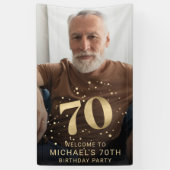 Modern Gold 70th Photo Birthday Welcome Party Spandoek