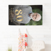 Modern Gold 80th Photo Birthday Welcome Party Spandoek (Insitu)