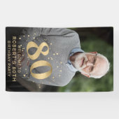 Modern Gold 80th Photo Birthday Welcome Party Spandoek (Horizontaal)