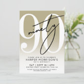 Modern Gold 90th Birthday Party Invitation Kaart (Staand voorkant)
