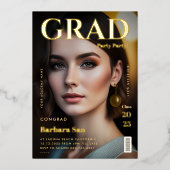 Modern Gold Afstudeerder Party Magazine Afstudeerf Folie Uitnodiging (Voorkant)