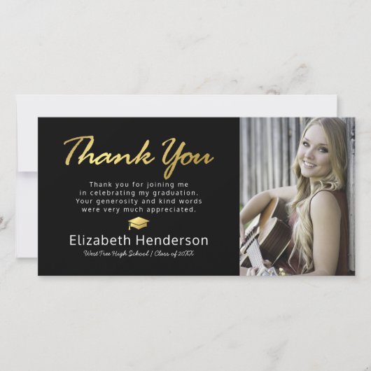 Modern Gold Afstuderen Foto: bedankt (Voorkant)