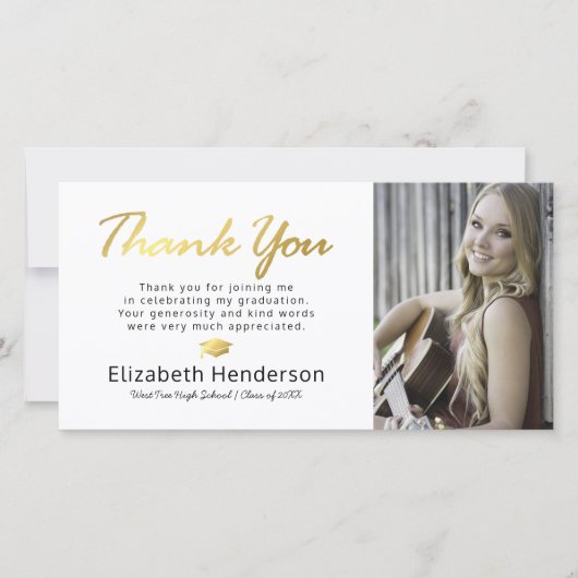 Modern Gold Afstuderen Foto: bedankt (Voorkant)