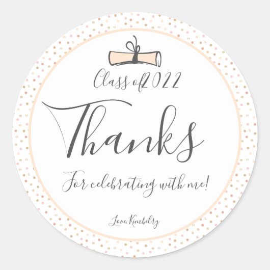 Modern Gold Afstuderen Hartelijk dank Ronde Sticker (Voorkant)