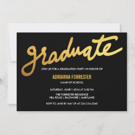 Modern Gold Afstuderen Typografie Black Chevron Kaart