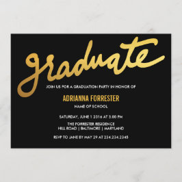 Modern Gold Afstuderen Typografie Black Chevron Kaart