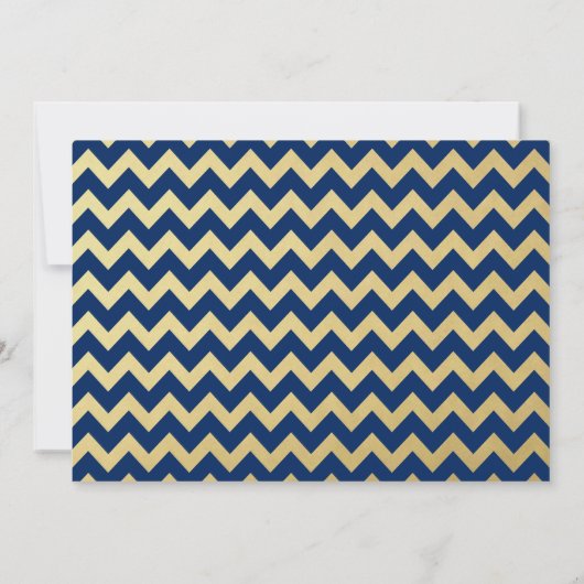 Modern Gold Afstuderen Typografie Navy Blue Chevro Kaart (Achterkant)