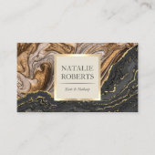 Modern Gold Agate Black Marble Luxury Salon Spa Visitekaartje (Voorkant)