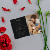Modern Gold and Black Abstract Photo Wedding Kaart