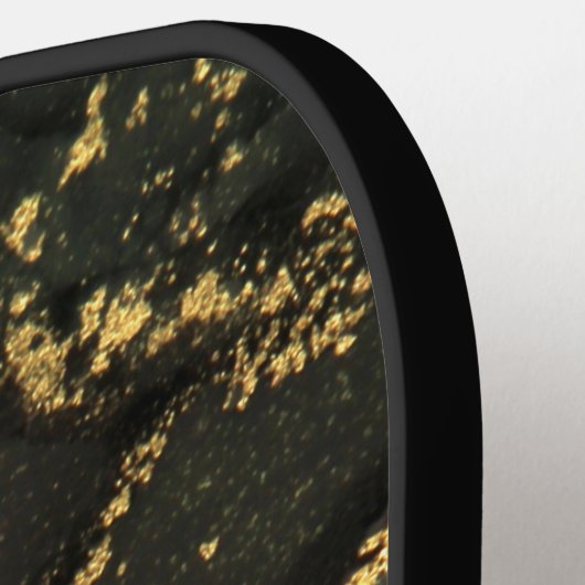 Modern Gold and Black Marbled Monogram Pickleball Paddle (Links Detail)