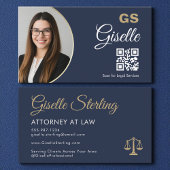 Modern Gold and Navy Scales of Justice Lawyer Visitekaartje