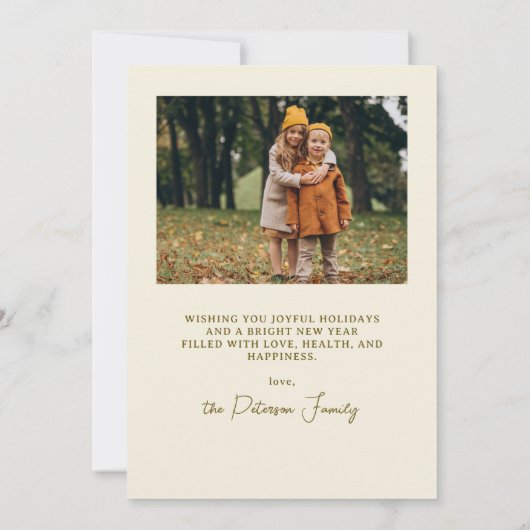 Modern Gold Arch 3 Photo Black Happy Holiday Card Feestdagenkaart (Achterkant)