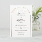 Modern Gold Arch Border met Floral Detail Wedding Kaart (Staand voorkant)