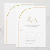 Modern Gold Arch Calligraphy Wedding Meal RSVP (Voorkant / Achterkant)