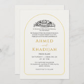Modern Gold Arch Frame Islamic Wedding Nikah Kaart (Voorkant / Achterkant)