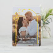 Modern Gold Arch Happy Anniversary Photo Card Feestdagenkaart (Staand voorkant)