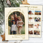 Modern Gold Arch Jaar in Review Fotocollage Feestdagenkaart