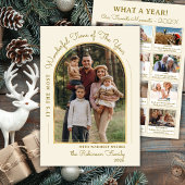 Modern Gold Arch Jaar in Review Fotocollage Feestdagenkaart