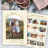 Modern Gold Arch Jaar in Review Fotocollage Feestdagenkaart