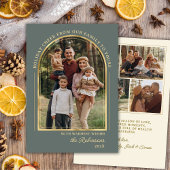 Modern Gold Arch Photo Green Christmas Happy Feestdagenkaart