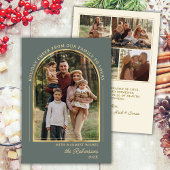 Modern Gold Arch Photo Green Christmas Happy Feestdagenkaart