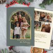 Modern Gold Arch Photo Green Christmas Happy Feestdagenkaart