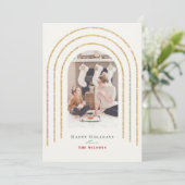 Modern Gold Arches Foto Kerstmis Feestdagenkaart (Staand voorkant)