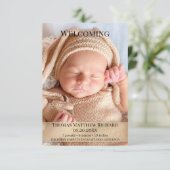 Modern Gold Baby Birth Photo Announcement Kaart (Staand voorkant)