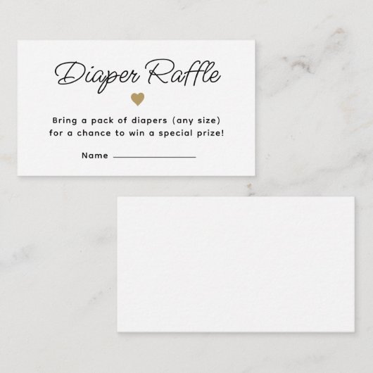 Modern Gold Baby shower Luier Raffle Ticket Informatiekaartje (Voorkant / Achterkant)