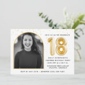 Modern Gold Balloon Confetti 18e verjaardag Kaart (Staand voorkant)
