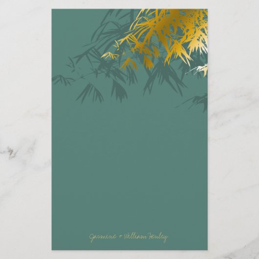 Modern Gold Bamboo Zen Asian Wedding Stationery Briefpapier (Voorkant)