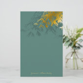Modern Gold Bamboo Zen Asian Wedding Stationery Briefpapier (Staand voorkant)