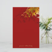 Modern Gold Bamboo Zen Asian Wedding Stationery Briefpapier (Staand voorkant)