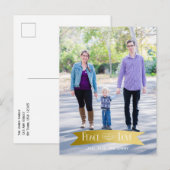 Modern Gold Banner Peace and Joy Photo Feestdagenkaart (Voorkant / Achterkant)