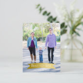 Modern Gold Banner Peace and Joy Photo Feestdagenkaart (Staand voorkant)