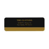 Modern Gold Bar Black Return Address Labels (Voorkant)