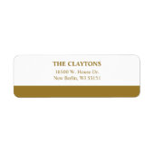 Modern Gold Bar Return Address Labels (Voorkant)