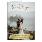 Modern Gold BEDANK JE trouwbriefkaart | FOTO (Voorkant)