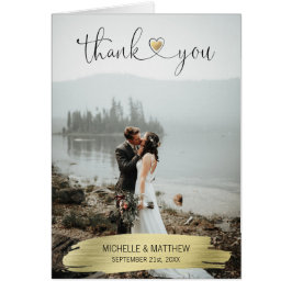 Modern Gold BEDANK JE trouwbriefkaart | FOTO