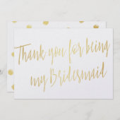 Modern Gold "Bedankt dat je mijn bruidsmeisje bent Bedankkaart (Voorkant / Achterkant)