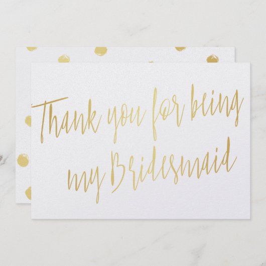 Modern Gold "Bedankt dat je mijn bruidsmeisje bent Bedankkaart (Voorkant / Achterkant)