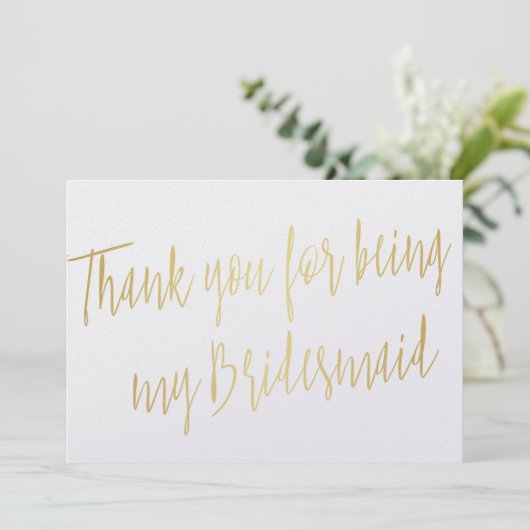 Modern Gold "Bedankt dat je mijn bruidsmeisje bent Bedankkaart (Staand voorkant)