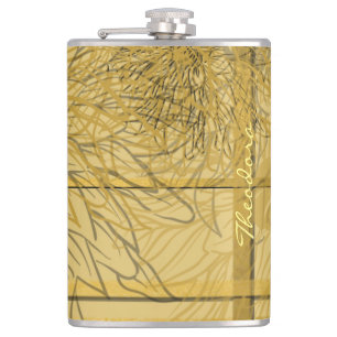 Modern Gold Beige Abstracte Floral Heupfles