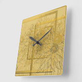 Modern Gold Beige Abstracte Floral Vierkante Klok (Hoek)