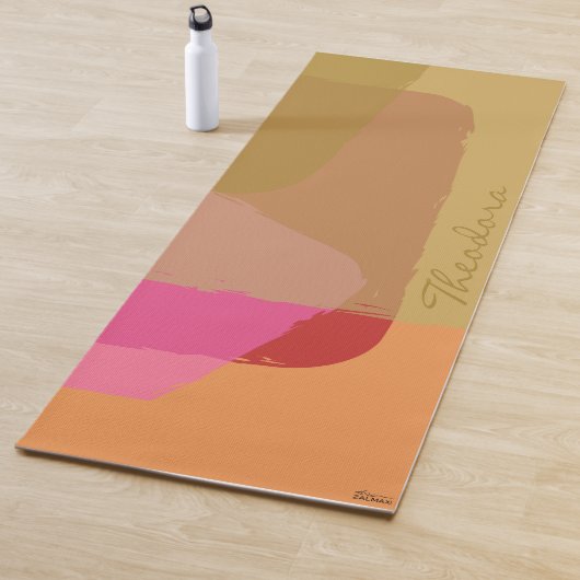 Modern Gold Beige Roze Oranje Abstract Yogamat (In situ)