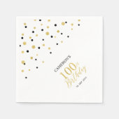 Modern Gold & Black 100th Birthday Party Napkins Servet (Voorkant)