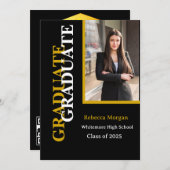 Modern Gold Black 2025 QR code Foto Afstuderen Kaart (Voorkant / Achterkant)