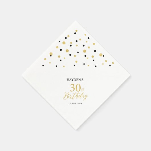 Modern Gold & Black 30th Birthday Party Napkins Servet (Hoek)