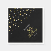 Modern Gold & Black 50th Birthday Party Napkins Servet (Voorkant)