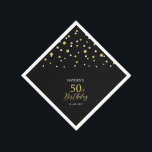 Modern Gold & Black 50th Birthday Party Napkins Servet<br><div class="desc">Deze persoonlijke papieren servet voegt stijlvolle details toe aan uw speciale dag. Dit ontwerp is voorzien van modern goud en zwart hexagon confetti met aangepaste tekst. Ideaal voor een modern gouden thema 50ste verjaardagsfeestje. De gelijke uitnodigingen en partijbenodigdheden zijn beschikbaar in mijn winkel BaraBomDesign.</div>